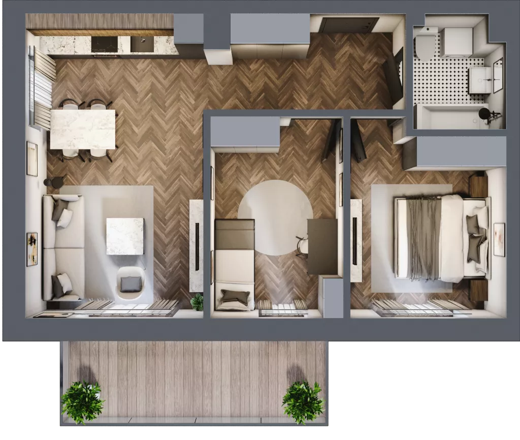 3 pokoje, mieszkanie 56,25 m², piętro 1, oferta nr B3.M5, Załęże Premium, Rzeszów, Załęże, ul. Świętego Floriana
