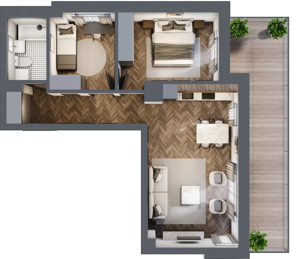3 pokoje, mieszkanie 56,71 m², piętro 1, oferta nr B3.M4, Załęże Premium, Rzeszów, Załęże, ul. Świętego Floriana