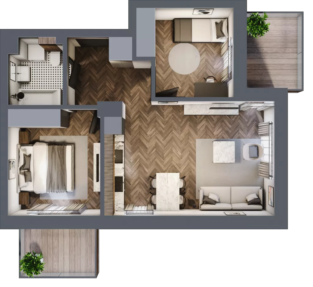 3 pokoje, mieszkanie 53,38 m², piętro 1, oferta nr B3.M6, Załęże Premium, Rzeszów, Załęże, ul. Świętego Floriana