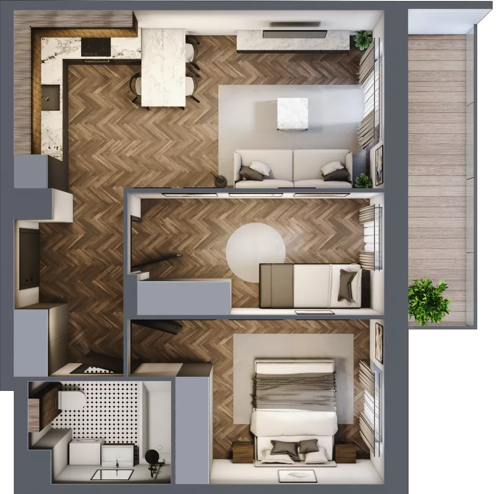 3 pokoje, mieszkanie 52,05 m², piętro 2, oferta nr C.24, Trakt Królewski - Budynek C, Grójec, ul. Mikołaja Reja 9