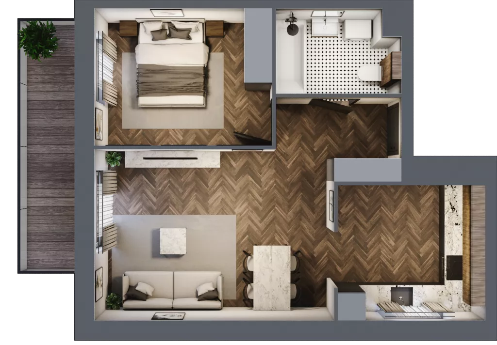 2 pokoje, mieszkanie 46,93 m², piętro 1, oferta nr C.17, Trakt Królewski - Budynek C, Grójec, ul. Mikołaja Reja 9