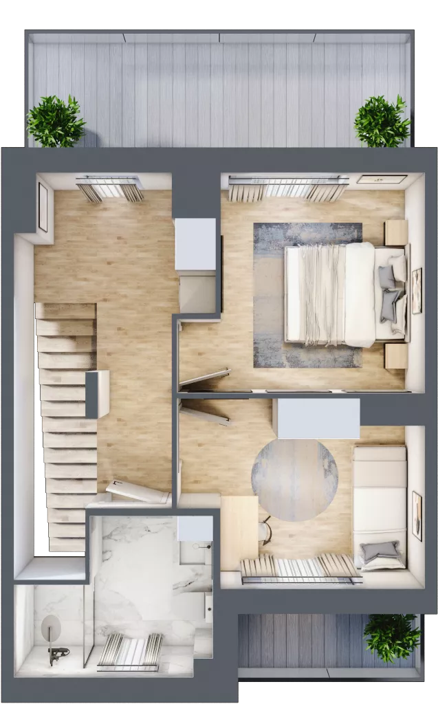 5 pokoi, mieszkanie 96,77 m², piętro 1, oferta nr 2B, Apartamenty Baranówek, Kielce, Baranówek, ul. Chodkiewicza 46A