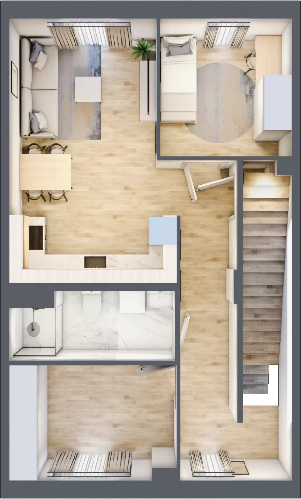 5 pokoi, mieszkanie 96,77 m², piętro 1, oferta nr 4B, Apartamenty Baranówek, Kielce, Baranówek, ul. Chodkiewicza 46A
