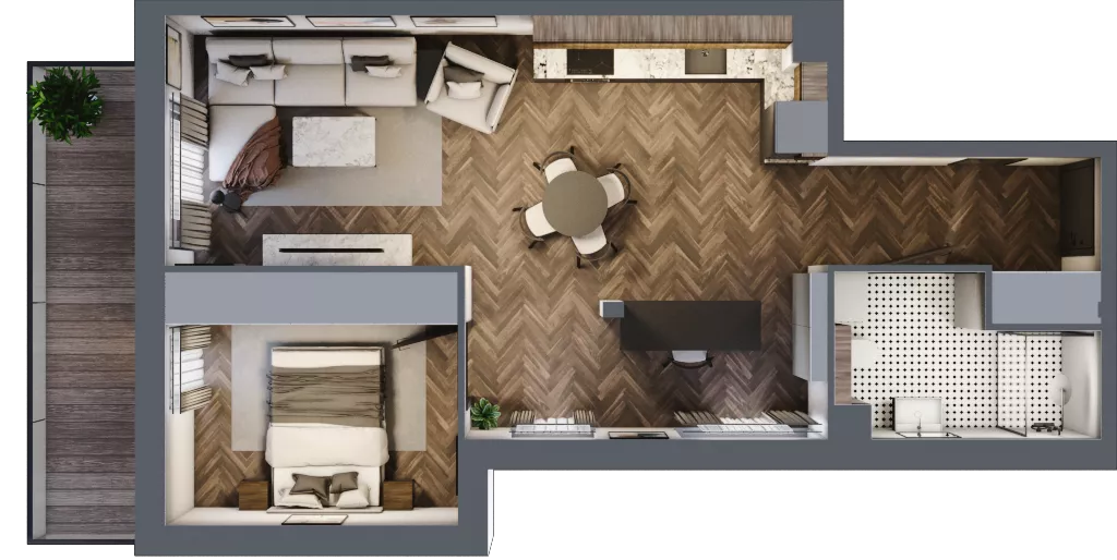 2 pokoje, apartament 48,65 m², piętro 1, oferta nr 4, Rezydencja Wczasowa, Ełk, Szyba, ul. Wczasowa 7
