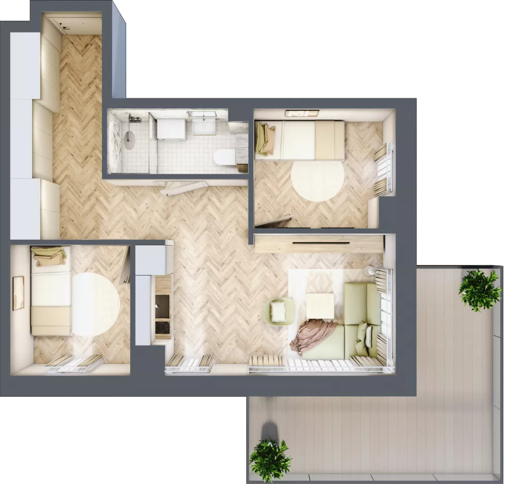 3 pokoje, apartament 44,34 m², piętro 2, oferta nr B3/23, Apartamenty Klimatyczna, Gdańsk, Wyspa Sobieszewska, ul. Klimatyczna 88