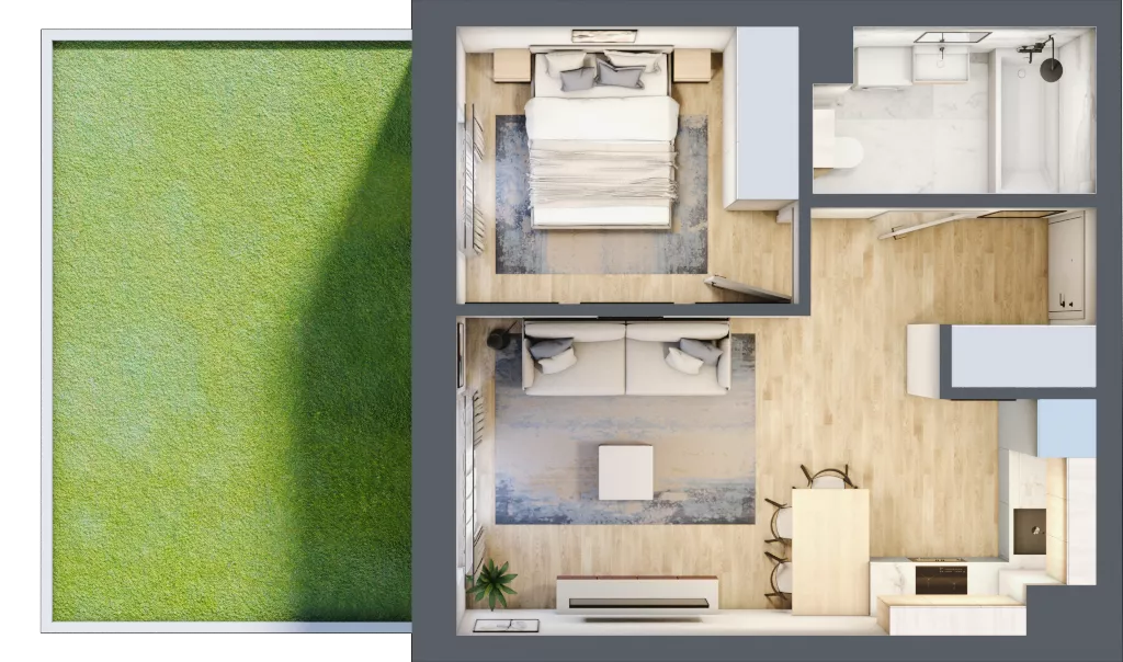 2 pokoje, mieszkanie 39,24 m², parter, oferta nr 1-2, Park Chopina, Otwock, ul. Fryderyka Chopina 11