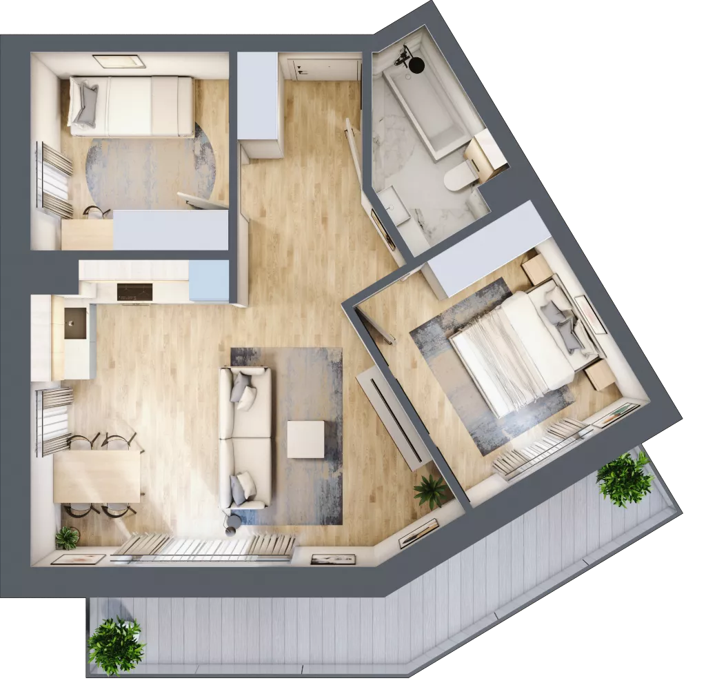 3 pokoje, mieszkanie 55,70 m², piętro 1, oferta nr 1-4, Park Chopina, Otwock, ul. Fryderyka Chopina 11