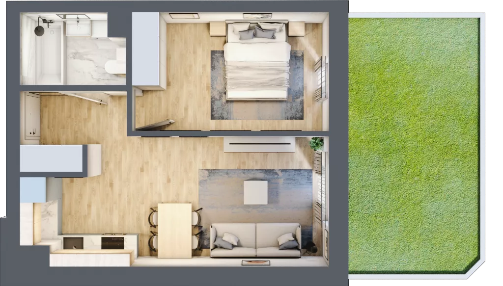 2 pokoje, mieszkanie 41,65 m², parter, oferta nr 2-1, Park Chopina, Otwock, ul. Fryderyka Chopina 11