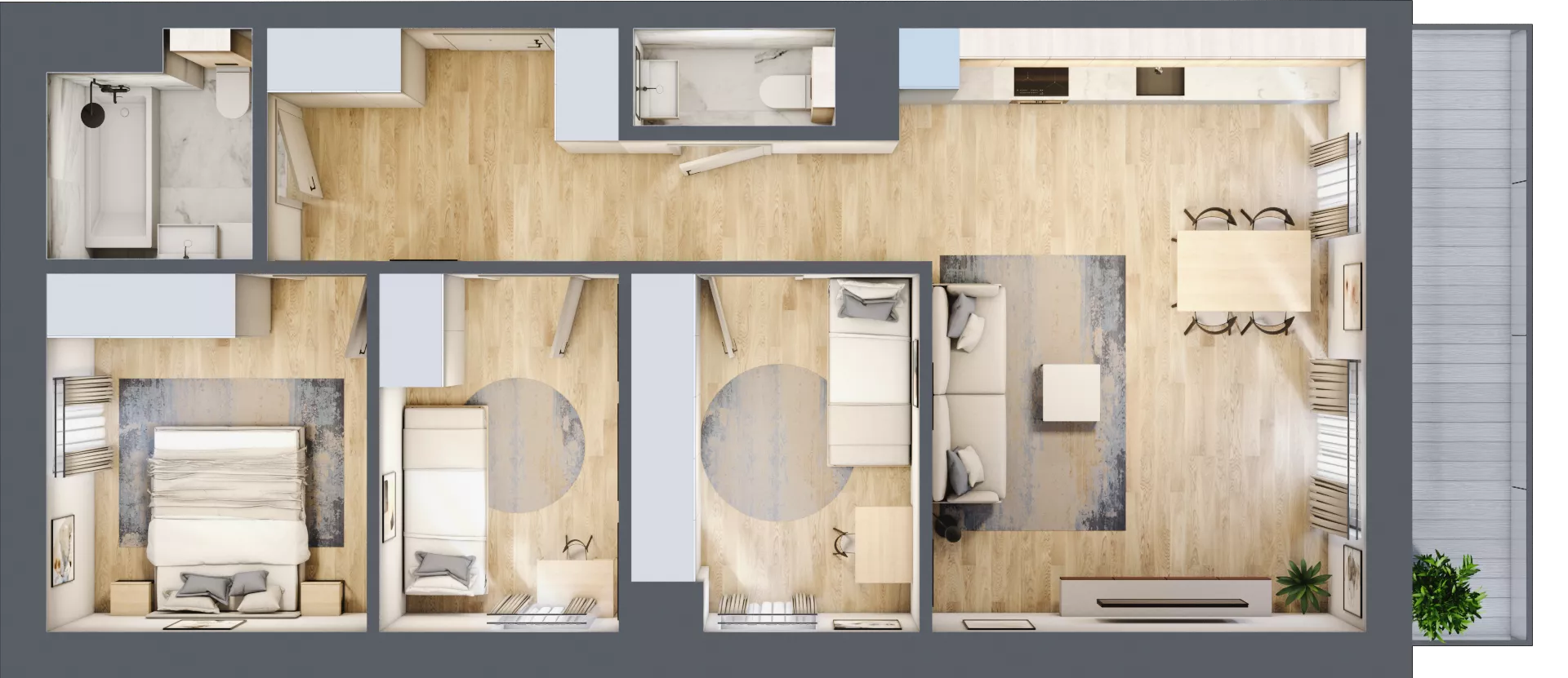 4 pokoje, mieszkanie 74,18 m², piętro 2, oferta nr 2-7, Park Chopina, Otwock, ul. Fryderyka Chopina 11