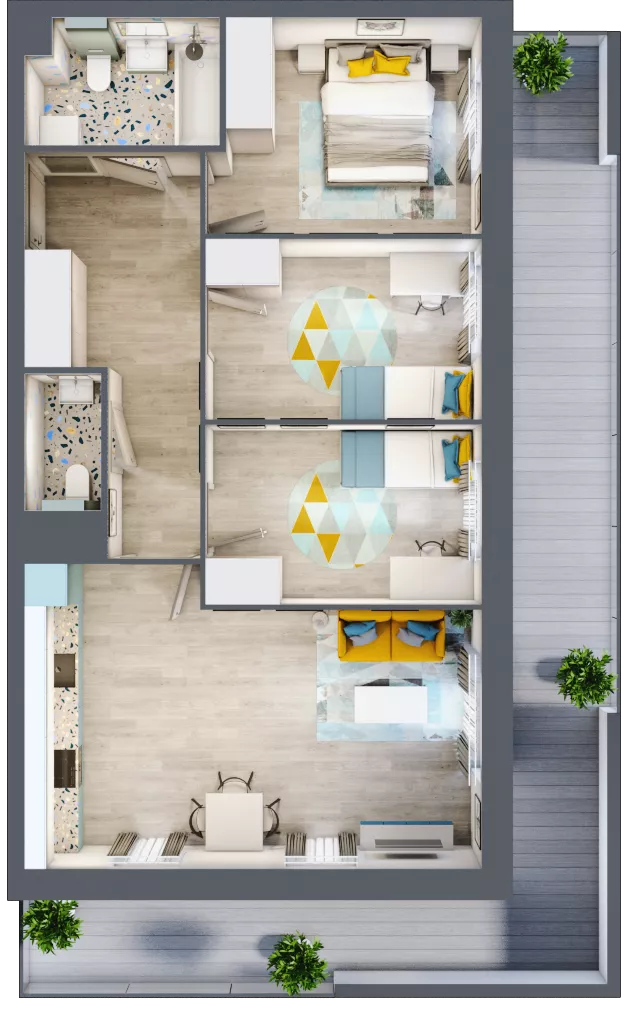 4 pokoje, mieszkanie 66,05 m², parter, oferta nr M65, Kwietny Ogród, Lublin, Czechów Północny, Czechów Północny, ul. Edwarda Wojtasa