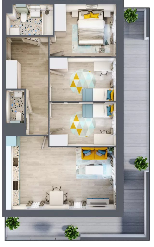 4 pokoje, mieszkanie 66,05 m², piętro 2, oferta nr M77, Kwietny Ogród, Lublin, Czechów Północny, Czechów Północny, ul. Edwarda Wojtasa