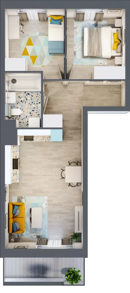3 pokoje, mieszkanie 49,52 m², piętro 1, oferta nr M124, Kwietny Ogród, Lublin, Czechów Północny, Czechów Północny, ul. Edwarda Wojtasa