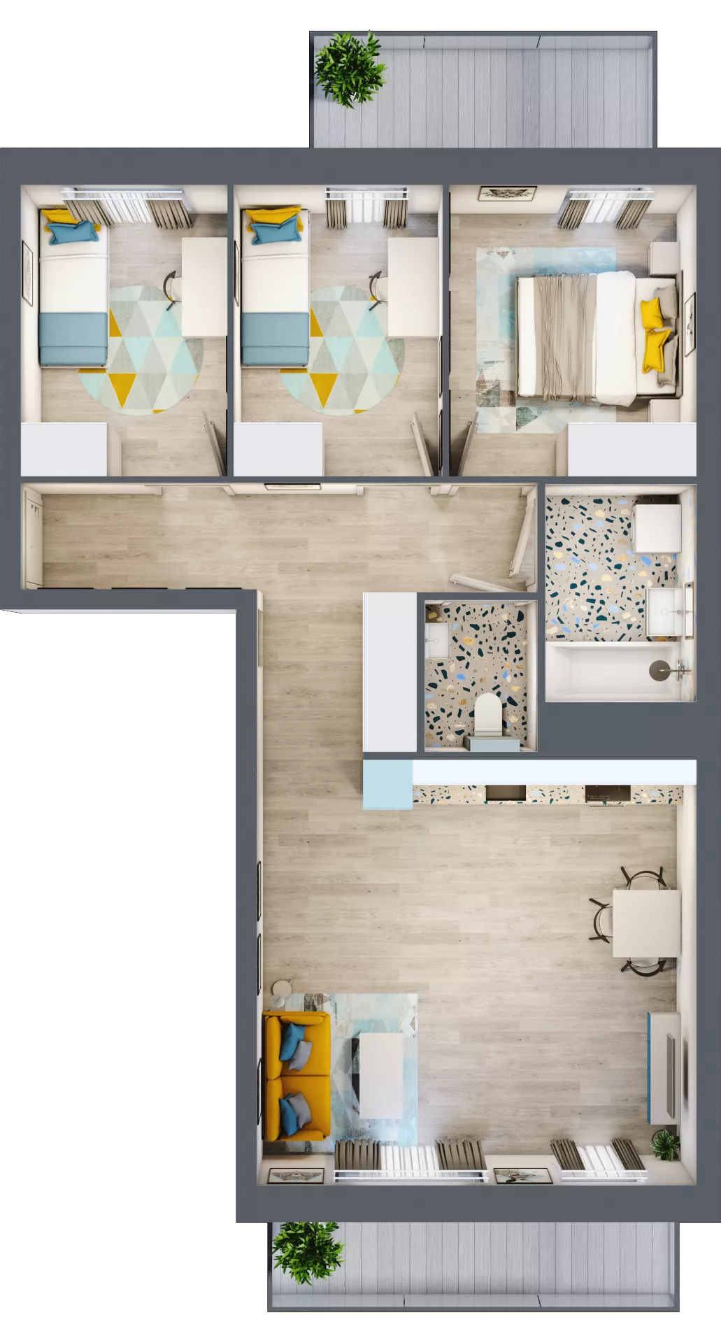 4 pokoje, mieszkanie 66,15 m², piętro 3, oferta nr M12, Kwietny Ogród, Lublin, Czechów Północny, Czechów Północny, ul. Edwarda Wojtasa