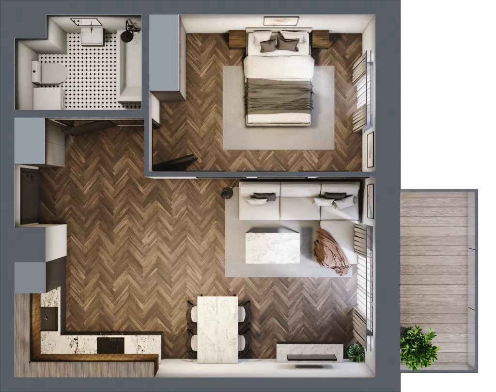 2 pokoje, mieszkanie 46,59 m², piętro 3, oferta nr 45A, Osiedle Farbiarska, Tomaszów Mazowiecki, ul. Farbiarska 28, 32, 34