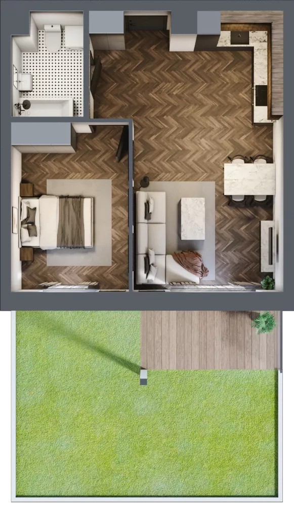 2 pokoje, mieszkanie 48,26 m², parter, oferta nr 3A, Osiedle Farbiarska, Tomaszów Mazowiecki, ul. Farbiarska 28, 32, 34