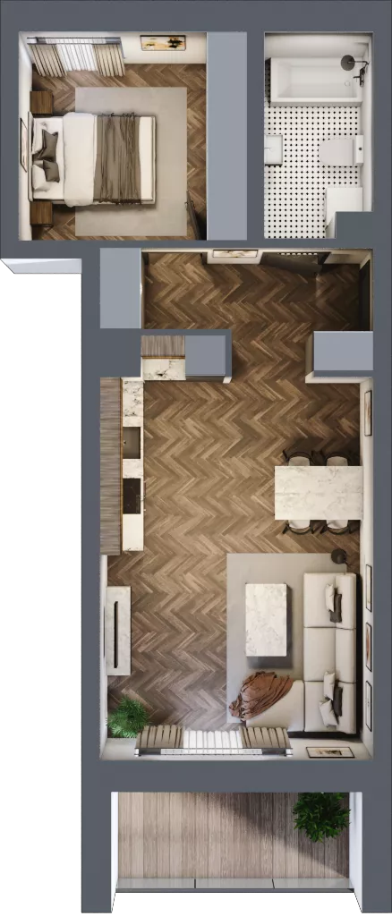 2 pokoje, mieszkanie 45,86 m², piętro 2, oferta nr 43A, Osiedle Farbiarska, Tomaszów Mazowiecki, ul. Farbiarska 28, 32, 34
