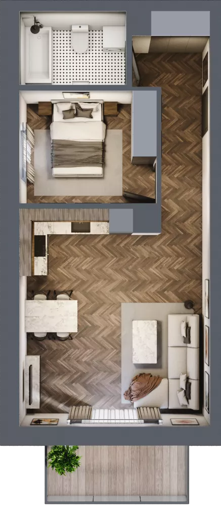 2 pokoje, mieszkanie 47,16 m², piętro 3, oferta nr 19A, Osiedle Farbiarska, Tomaszów Mazowiecki, ul. Farbiarska 28, 32, 34