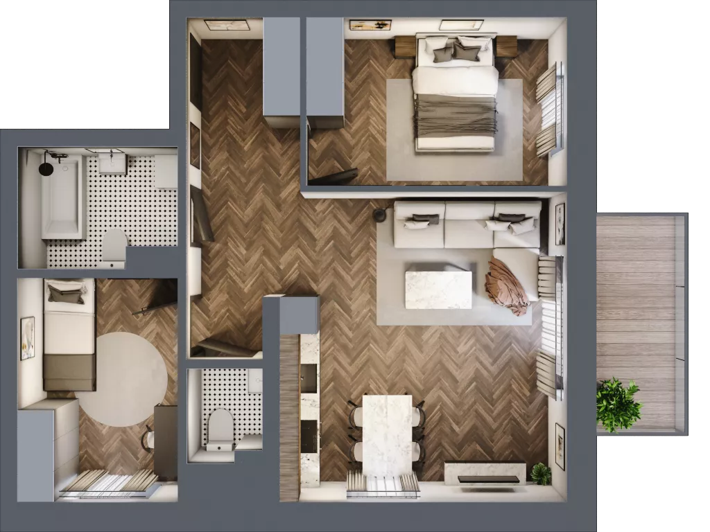 3 pokoje, mieszkanie 59,02 m², piętro 1, oferta nr 36A, Osiedle Farbiarska, Tomaszów Mazowiecki, ul. Farbiarska 28, 32, 34