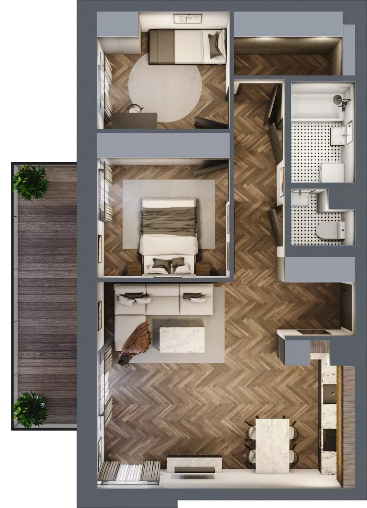 3 pokoje, mieszkanie 65,75 m², piętro 1, oferta nr 87A, Osiedle Farbiarska, Tomaszów Mazowiecki, ul. Farbiarska 28, 32, 34