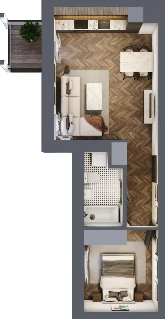 2 pokoje, mieszkanie 39,45 m², parter, oferta nr 56B, Osiedle Farbiarska, Tomaszów Mazowiecki, ul. Farbiarska 28, 32, 34