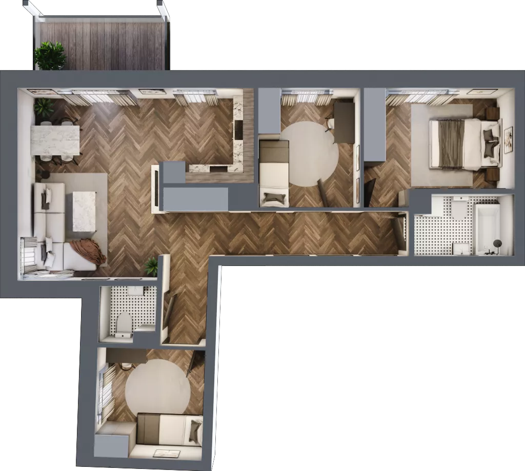 4 pokoje, mieszkanie 74,49 m², parter, oferta nr 51B, Osiedle Farbiarska, Tomaszów Mazowiecki, ul. Farbiarska 28, 32, 34