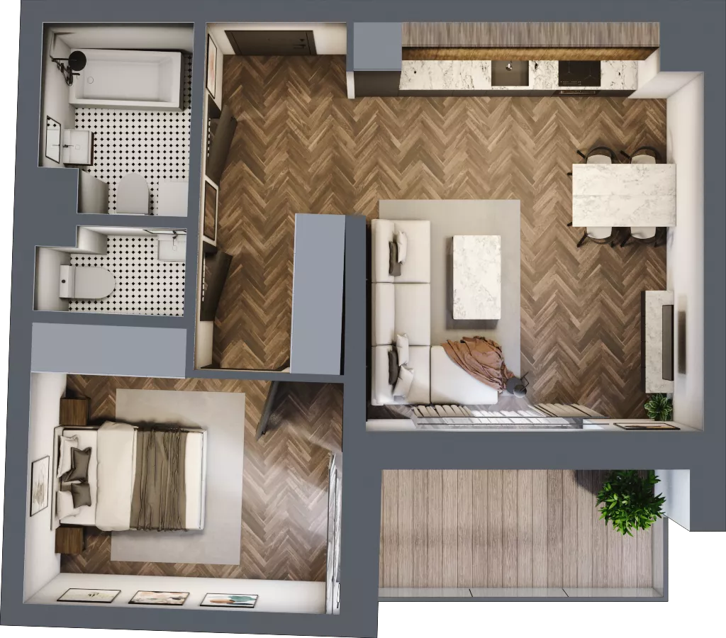 2 pokoje, mieszkanie 47,67 m², piętro 3, oferta nr 73B, Osiedle Farbiarska, Tomaszów Mazowiecki, ul. Farbiarska 28, 32, 34