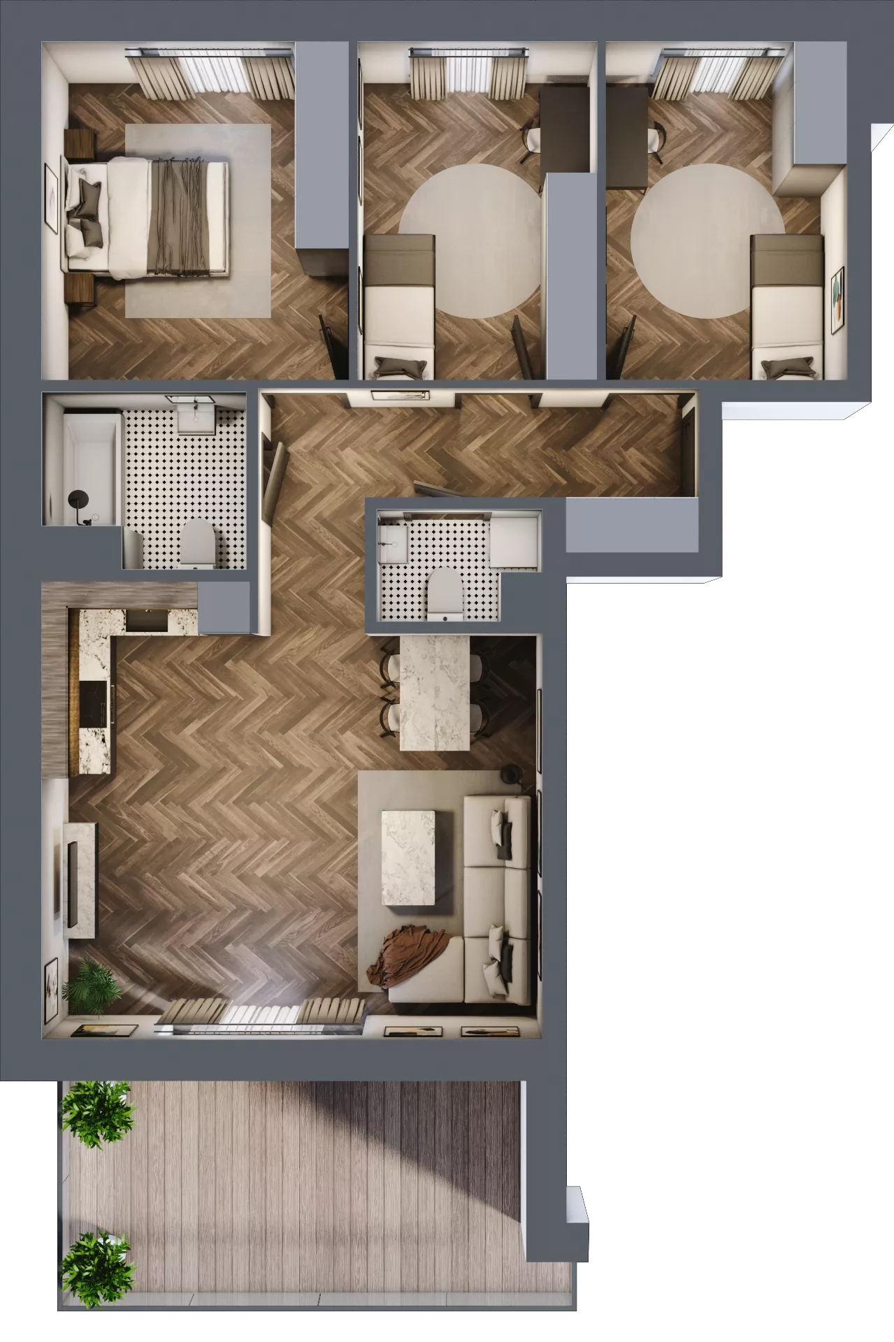 4 pokoje, mieszkanie 79,36 m², piętro 1, oferta nr 7C, Osiedle Farbiarska, Tomaszów Mazowiecki, ul. Farbiarska 28, 32, 34
