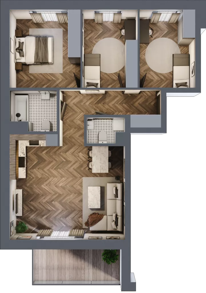 4 pokoje, mieszkanie 79,36 m², piętro 2, oferta nr 11C, Osiedle Farbiarska, Tomaszów Mazowiecki, ul. Farbiarska 28, 32, 34
