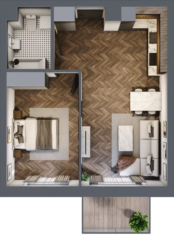 2 pokoje, mieszkanie 47,73 m², piętro 3, oferta nr 14C, Osiedle Farbiarska, Tomaszów Mazowiecki, ul. Farbiarska 28, 32, 34