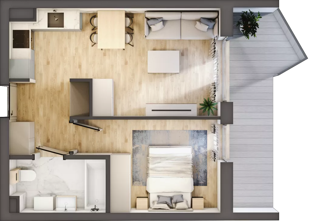 2 pokoje, apartament inwestycyjny 38,36 m², piętro 3, oferta nr 4.5, MidAqua Apartments, Międzywodzie, ul. Szkolna
