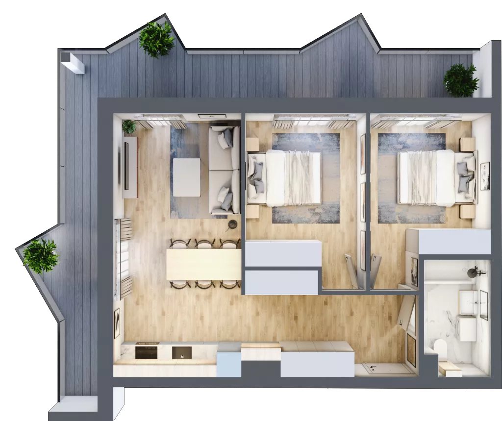 3 pokoje, apartament inwestycyjny 56,86 m², piętro 1, oferta nr 2.4, MidAqua Apartments, Międzywodzie, ul. Szkolna