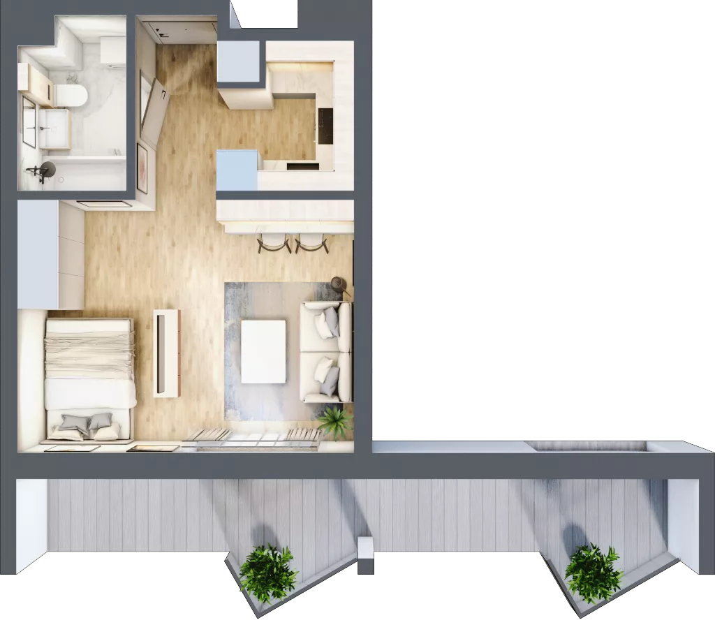 1 pokój, apartament inwestycyjny 29,84 m², piętro 1, oferta nr 2.1, MidAqua Apartments, Międzywodzie, ul. Szkolna
