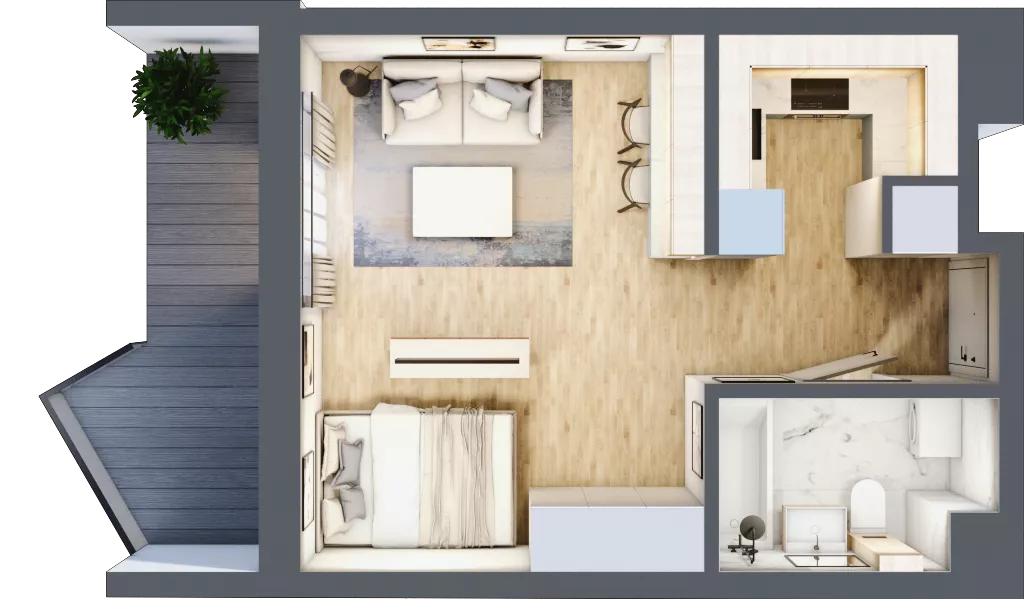 1 pokój, apartament inwestycyjny 29,43 m², piętro 2, oferta nr 3.11, MidAqua Apartments, Międzywodzie, ul. Szkolna