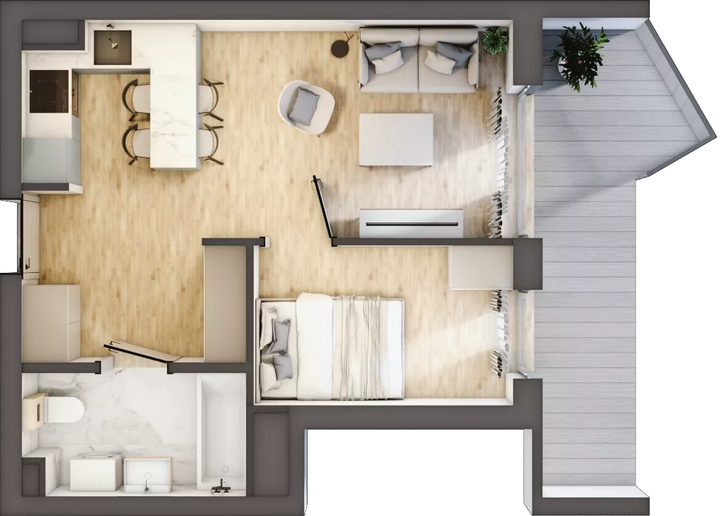 2 pokoje, apartament inwestycyjny 33,80 m², piętro 3, oferta nr 4.6, MidAqua Apartments, Międzywodzie, ul. Szkolna