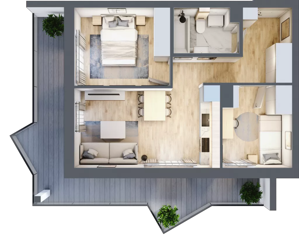 3 pokoje, apartament inwestycyjny 45,64 m², piętro 2, oferta nr 3.9, MidAqua Apartments, Międzywodzie, ul. Szkolna