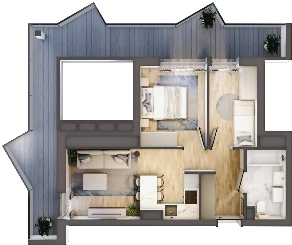 3 pokoje, apartament inwestycyjny 39,62 m², piętro 3, oferta nr 4.3, MidAqua Apartments, Międzywodzie, ul. Szkolna