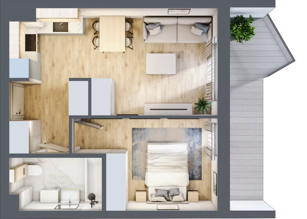 2 pokoje, apartament inwestycyjny 38,37 m², piętro 2, oferta nr 3.6, MidAqua Apartments, Międzywodzie, ul. Szkolna