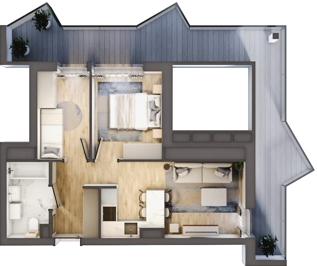 3 pokoje, apartament inwestycyjny 39,00 m², piętro 3, oferta nr 4.7, MidAqua Apartments, Międzywodzie, ul. Szkolna