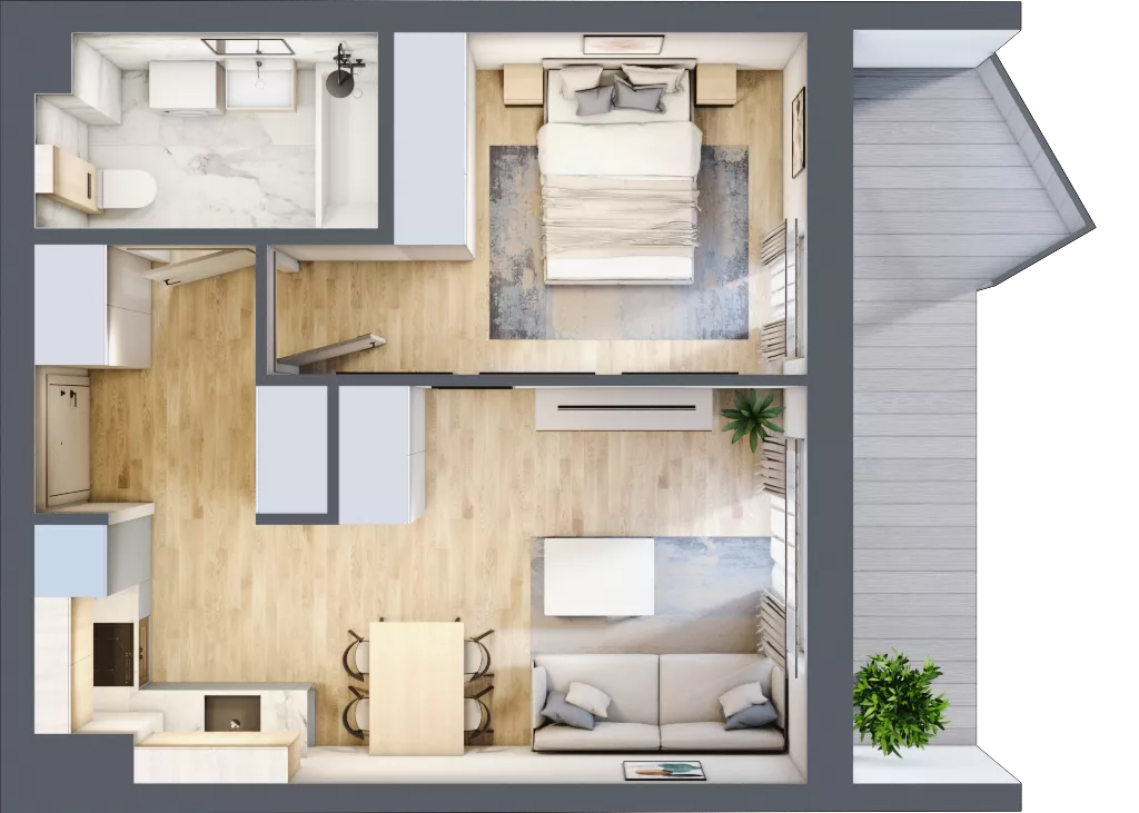 2 pokoje, apartament inwestycyjny 38,12 m², piętro 2, oferta nr 3.5, MidAqua Apartments, Międzywodzie, ul. Szkolna