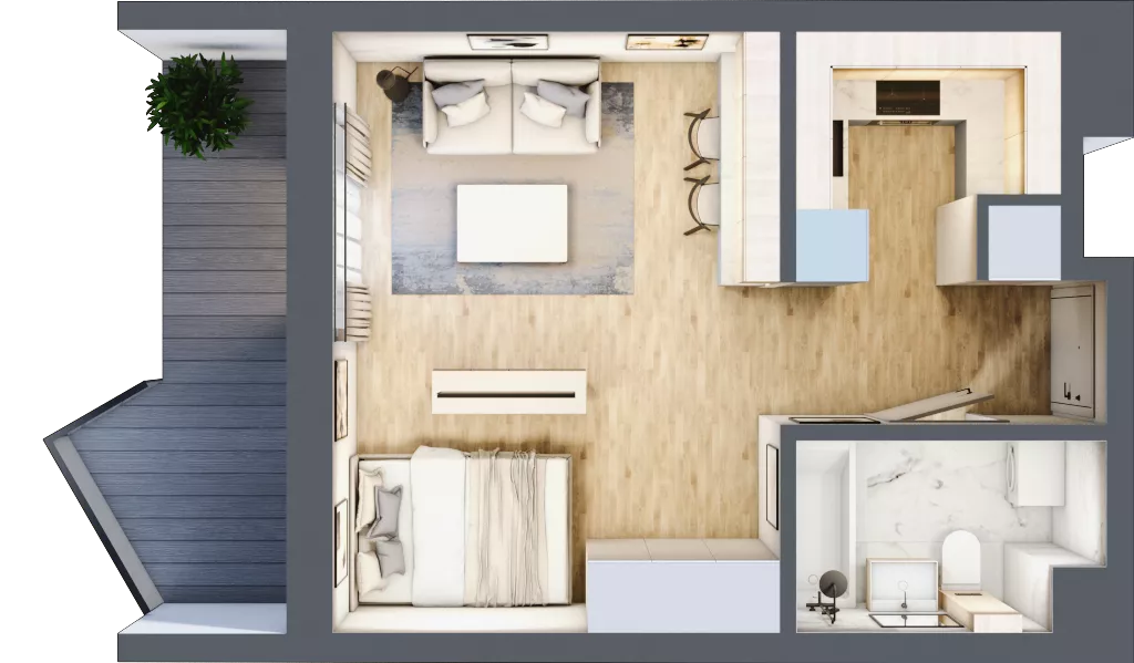 1 pokój, apartament inwestycyjny 29,74 m², piętro 2, oferta nr 3.2, MidAqua Apartments, Międzywodzie, ul. Szkolna