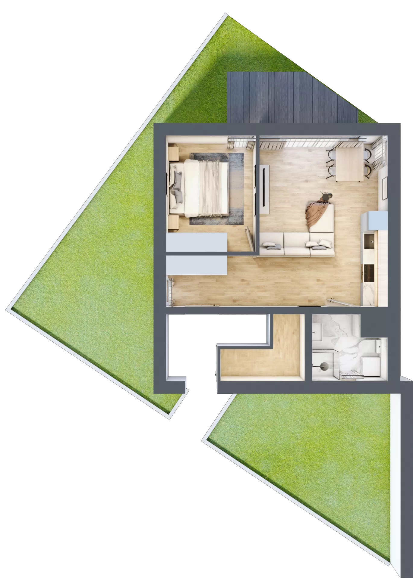 2 pokoje, mieszkanie 42,60 m², parter, oferta nr 3A, Zielony Zakątek Ustroń, Ustroń, ul. Myśliwska