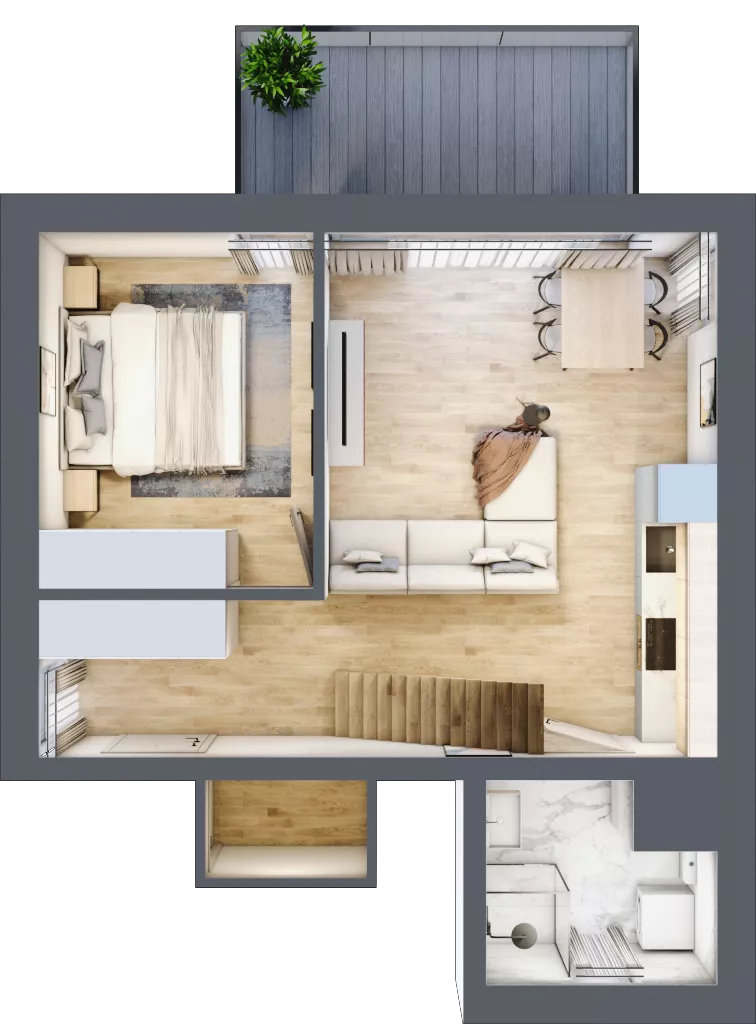 2 pokoje, mieszkanie 65,55 m², piętro 1, oferta nr 3B, Zielony Zakątek Ustroń, Ustroń, ul. Myśliwska