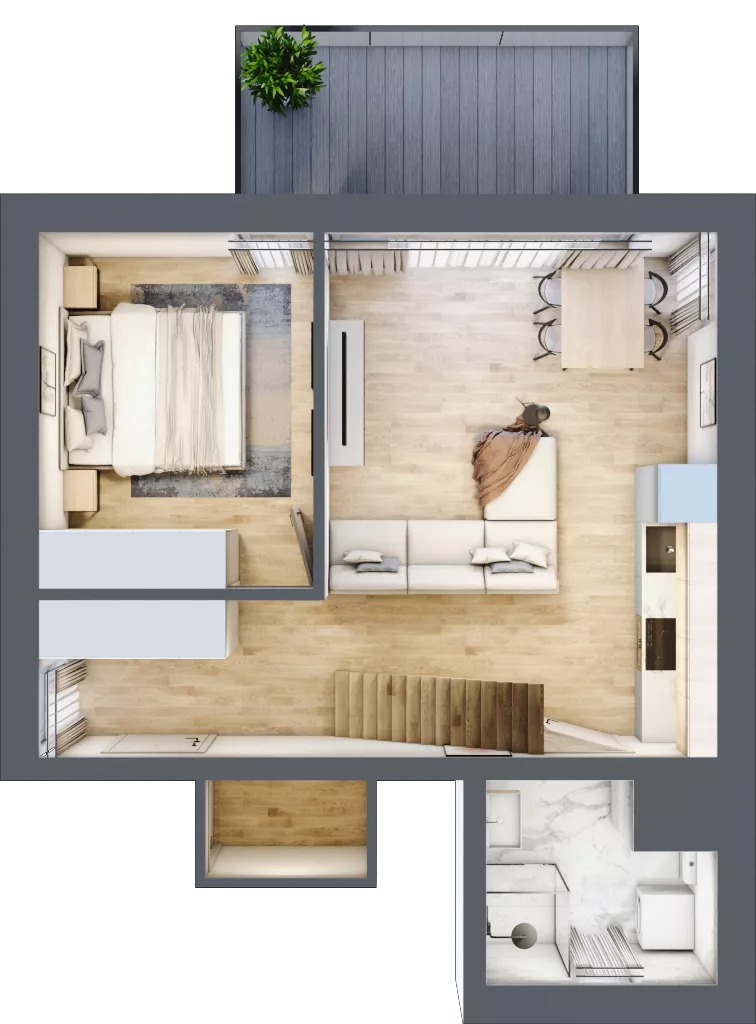 2 pokoje, mieszkanie 65,55 m², piętro 1, oferta nr 2B, Zielony Zakątek Ustroń, Ustroń, ul. Myśliwska