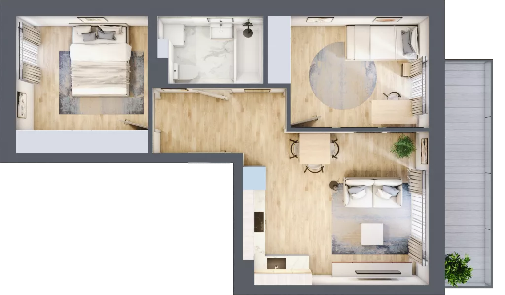 3 pokoje, mieszkanie 52,26 m², piętro 2, oferta nr 7, Stacja Olszynka, Warszawa, Praga Południe, Gocławek, ul. Załęże 14