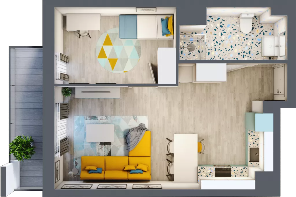 2 pokoje, mieszkanie 43,93 m², piętro 1, oferta nr M4, Nova Leszczyńska, Kielce, Sandomierskie, ul. Leszczyńska 65
