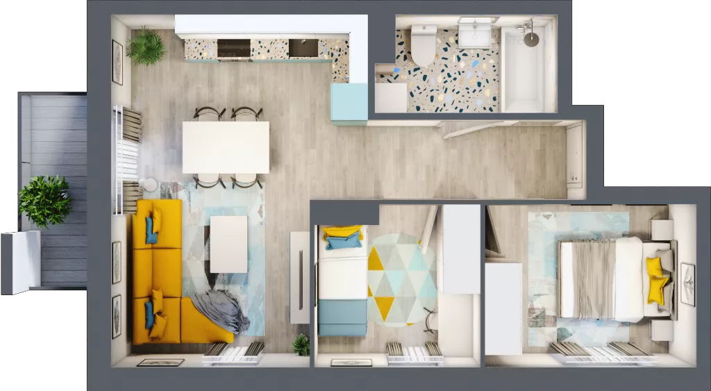 3 pokoje, mieszkanie 47,30 m², piętro 2, oferta nr M12, Nova Leszczyńska, Kielce, Sandomierskie, ul. Leszczyńska 65