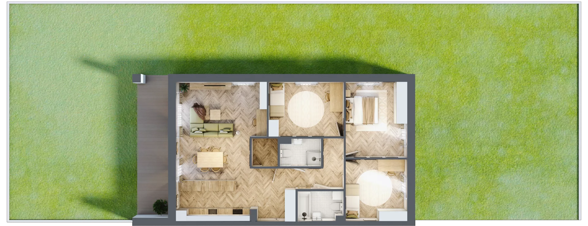 4 pokoje, mieszkanie 99,67 m², parter, oferta nr B2.1, Fokus Bielany, Bielany Wrocławskie, ul. Kolejowa 5