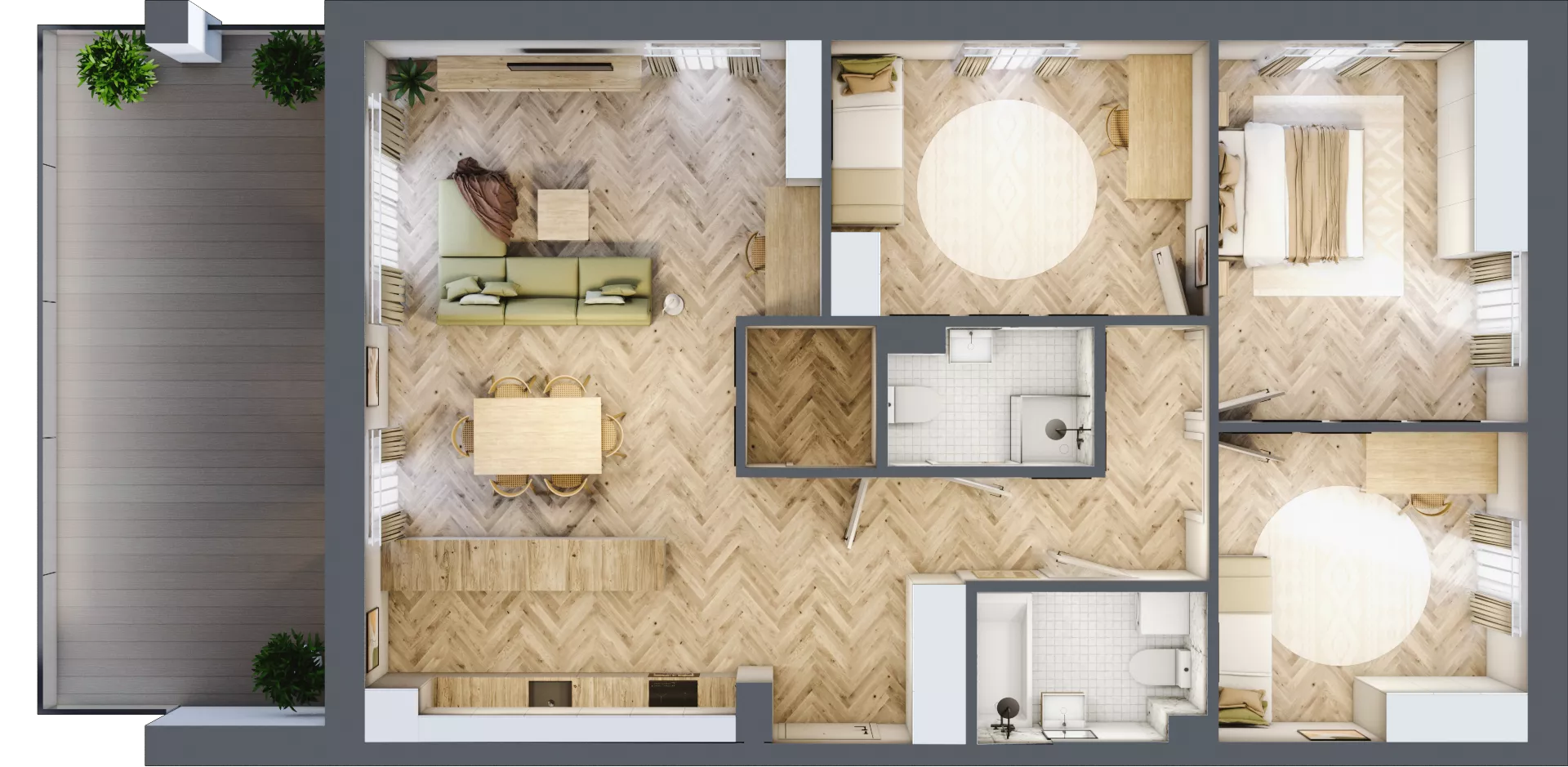 4 pokoje, mieszkanie 99,67 m², piętro 2, oferta nr B2.13, Fokus Bielany, Bielany Wrocławskie, ul. Kolejowa 5
