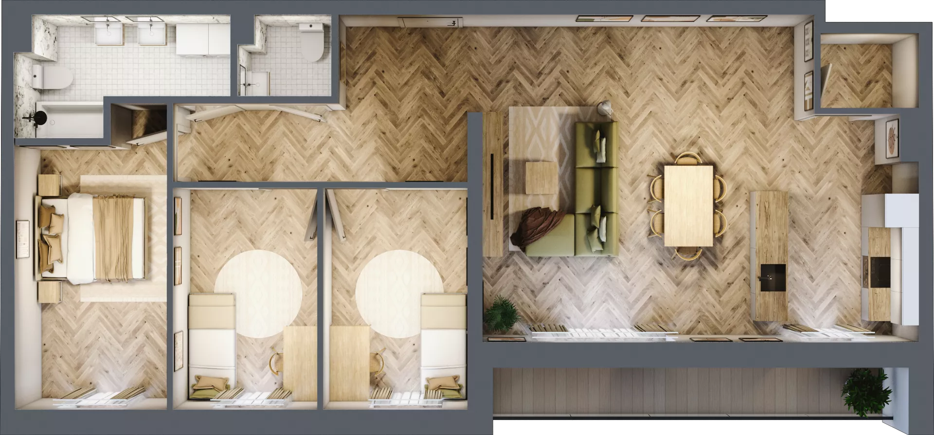 4 pokoje, mieszkanie 98,31 m², piętro 1, oferta nr B2.8, Fokus Bielany, Bielany Wrocławskie, ul. Kolejowa 5