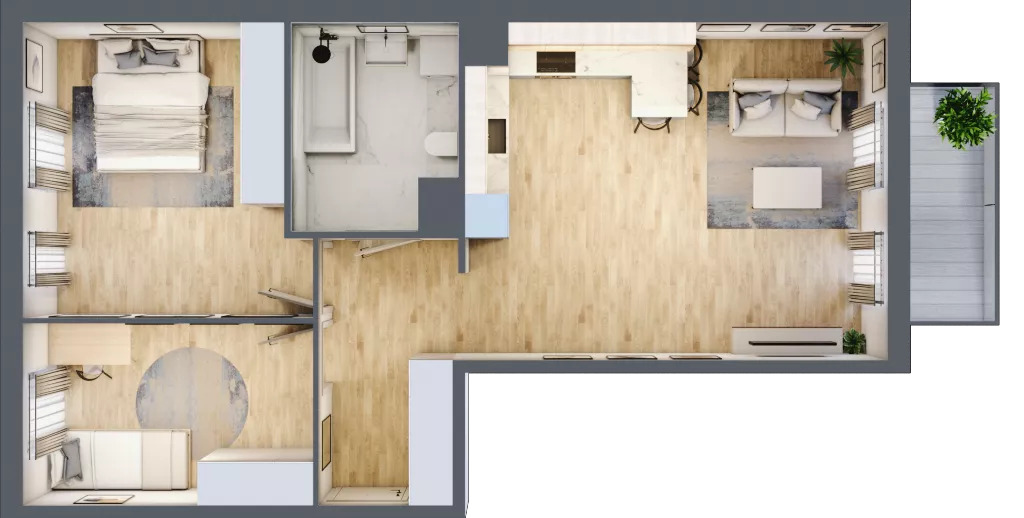 3 pokoje, mieszkanie 66,18 m², piętro 2, oferta nr 7, Osiedle Metropol, Lublin, Dziesiąta, ul. Kunickiego 28